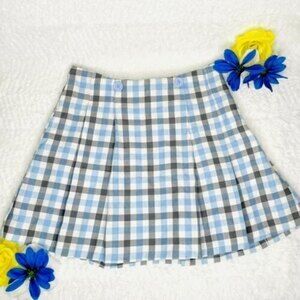 Charter Club Coquettes Y2K Clueless Blue and Gray Plaid pleated mini skirt Sz 12